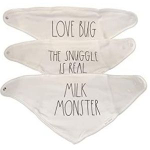 Rae Dunn" LOVE BUG" Baby Bibs set of 3 Gift set New